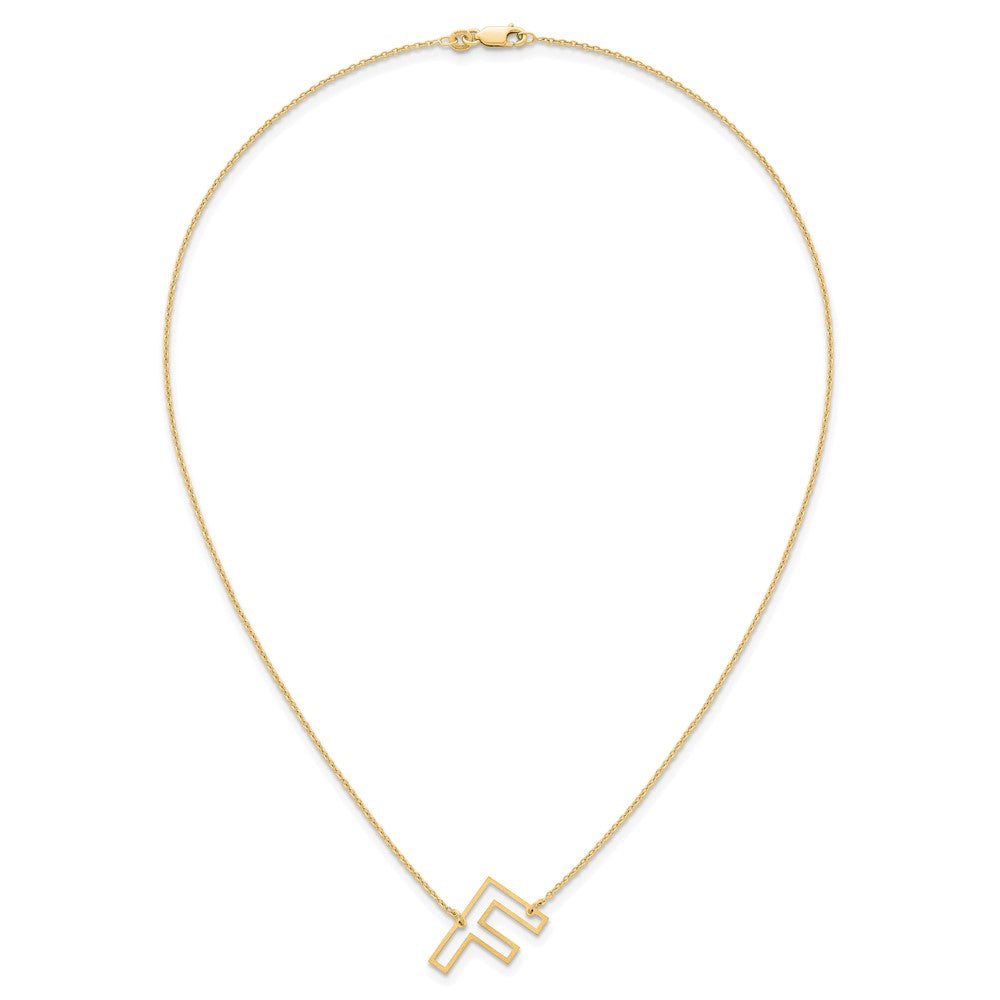 Sterling Silver/Gold-Plated Sideways Cut Out Initial F Necklace