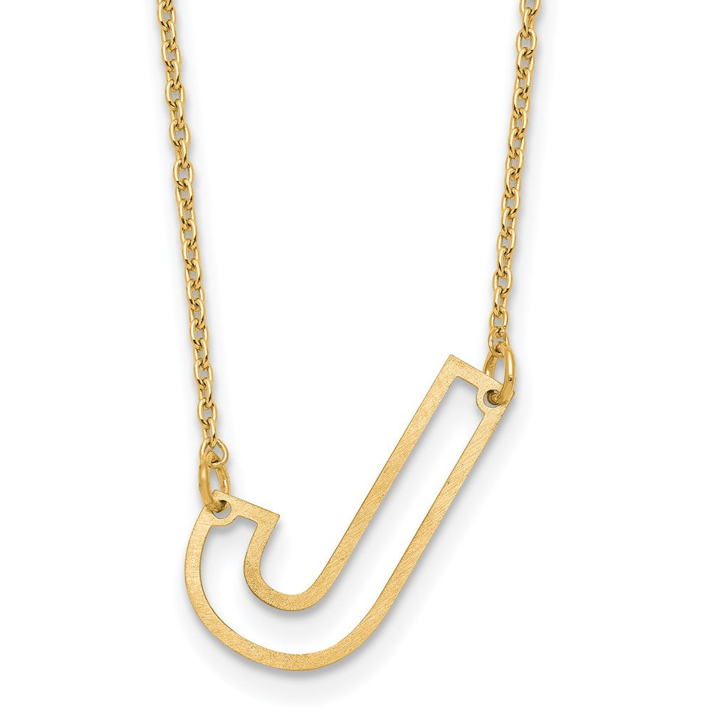 Sterling Silver/Gold-Plated Sideways Cut Out Initial J Necklace