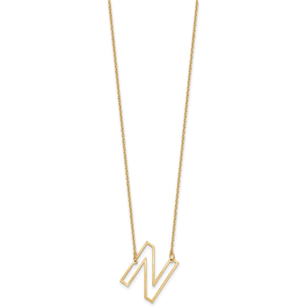 Sterling Silver/Gold-Plated Sideways Cut Out Initial N Necklace