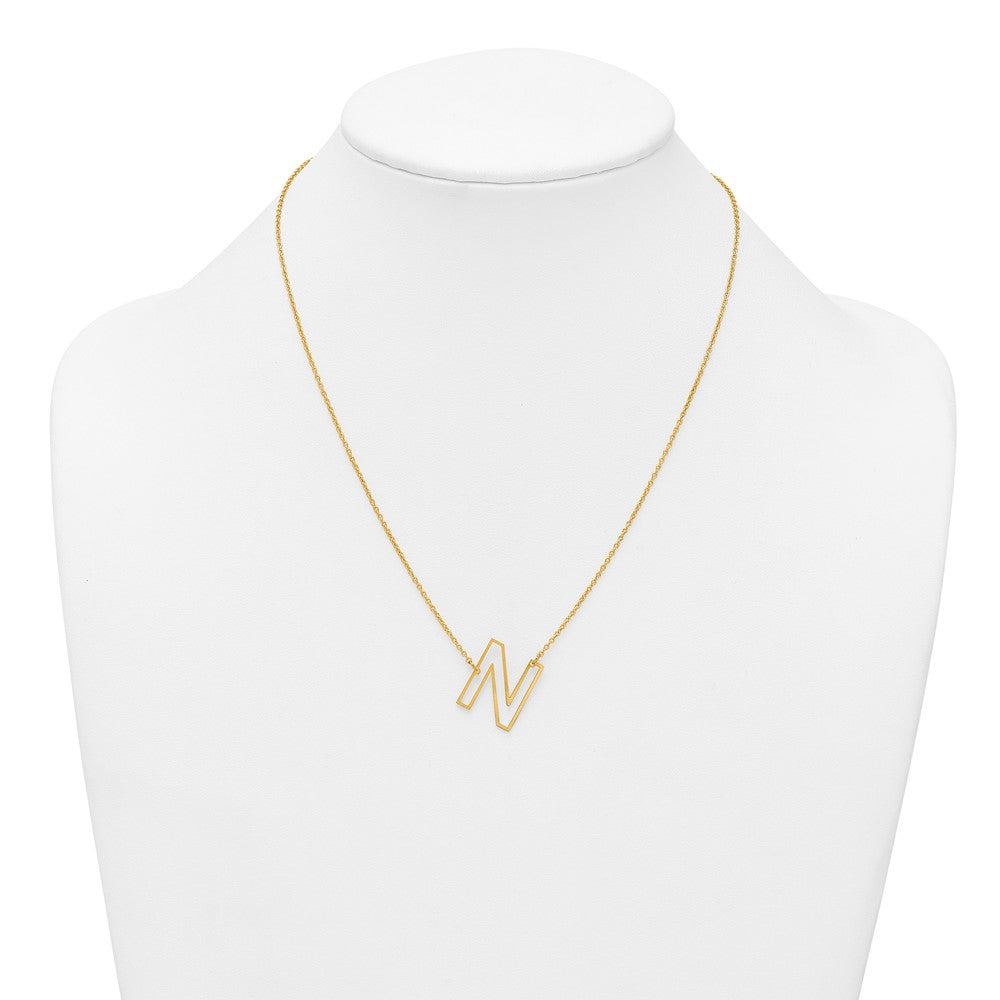 Sterling Silver/Gold-Plated Sideways Cut Out Initial N Necklace