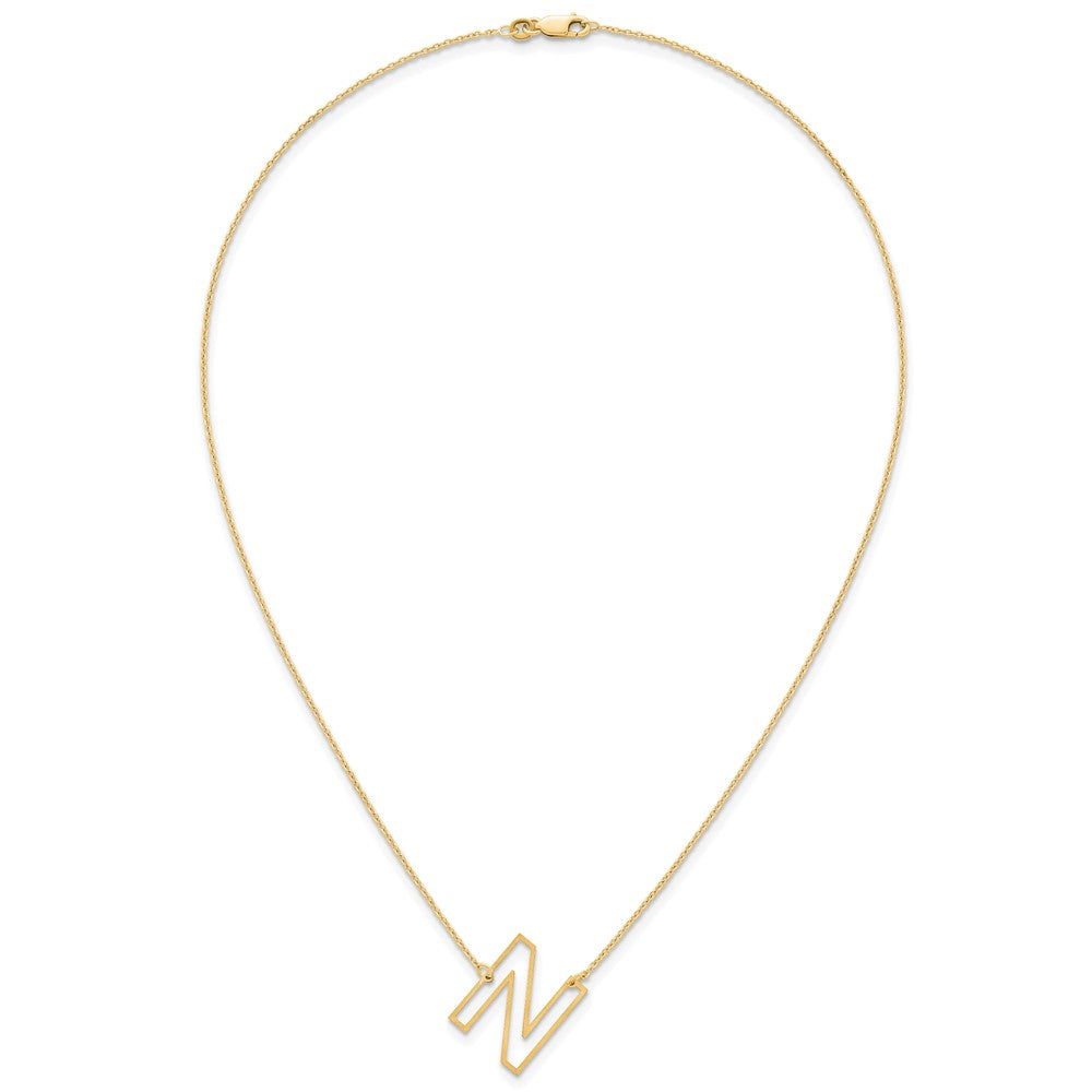 Sterling Silver/Gold-Plated Sideways Cut Out Initial N Necklace
