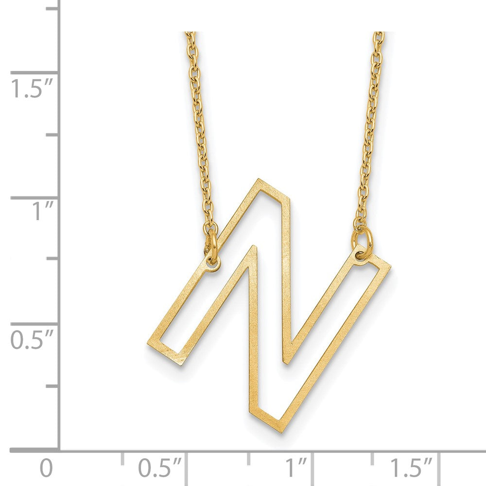 Sterling Silver/Gold-Plated Sideways Cut Out Initial N Necklace