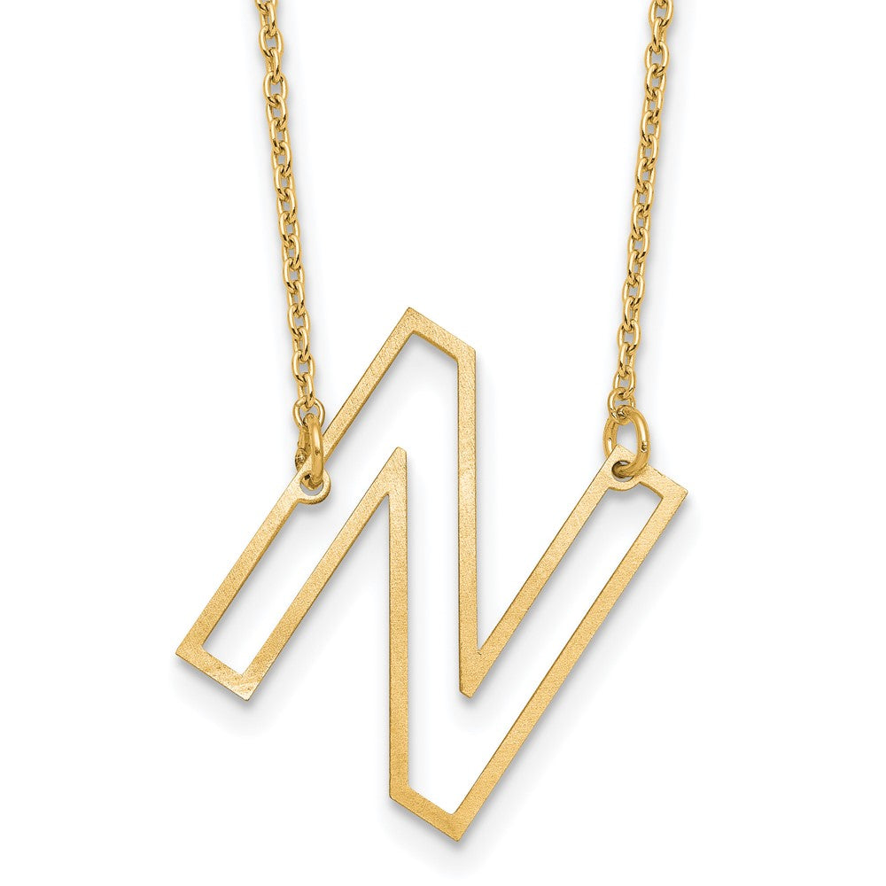 Sterling Silver/Gold-Plated Sideways Cut Out Initial N Necklace
