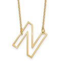 Sterling Silver/Gold-Plated Sideways Cut Out Initial N Necklace