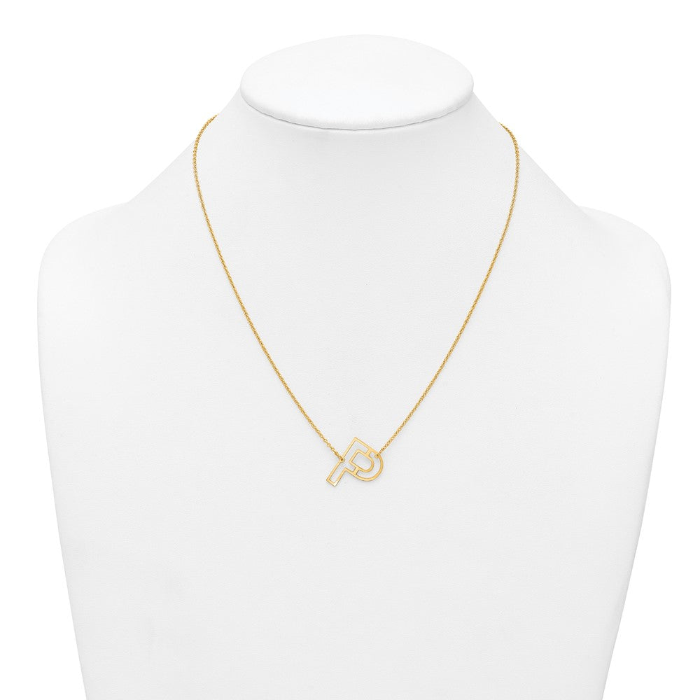 Sterling Silver/Gold-Plated Sideways Cut Out Initial P Necklace