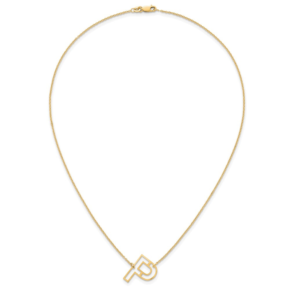 Sterling Silver/Gold-Plated Sideways Cut Out Initial P Necklace