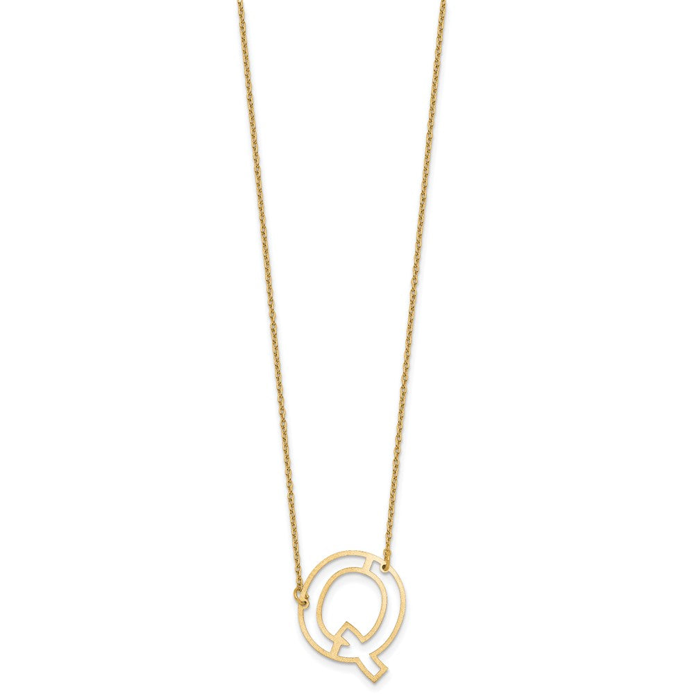 Sterling Silver/Gold-Plated Sideways Cut Out Initial Q Necklace