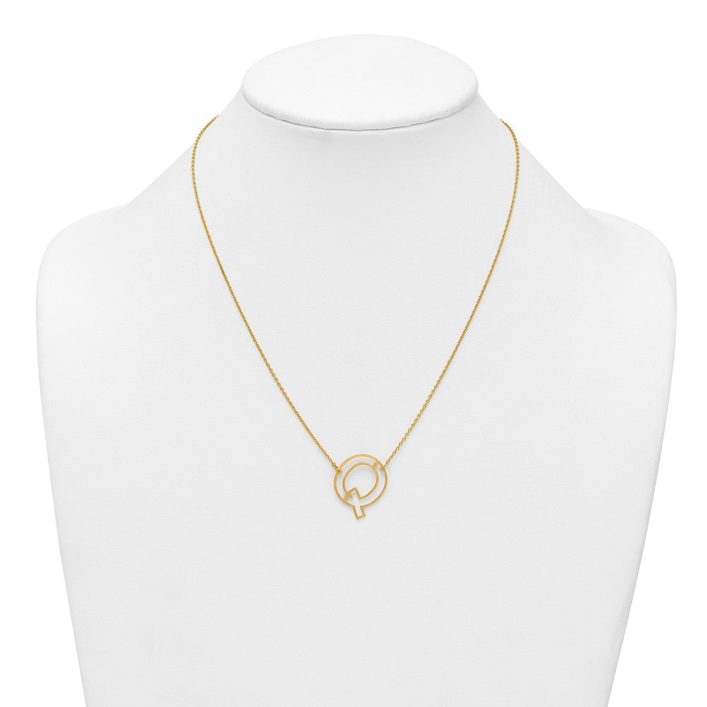 Sterling Silver/Gold-Plated Sideways Cut Out Initial Q Necklace