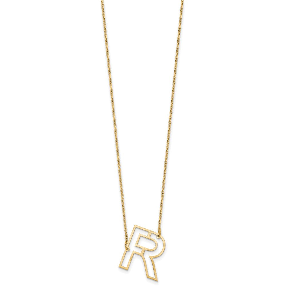 Sterling Silver/Gold-Plated Sideways Cut Out Initial R Necklace