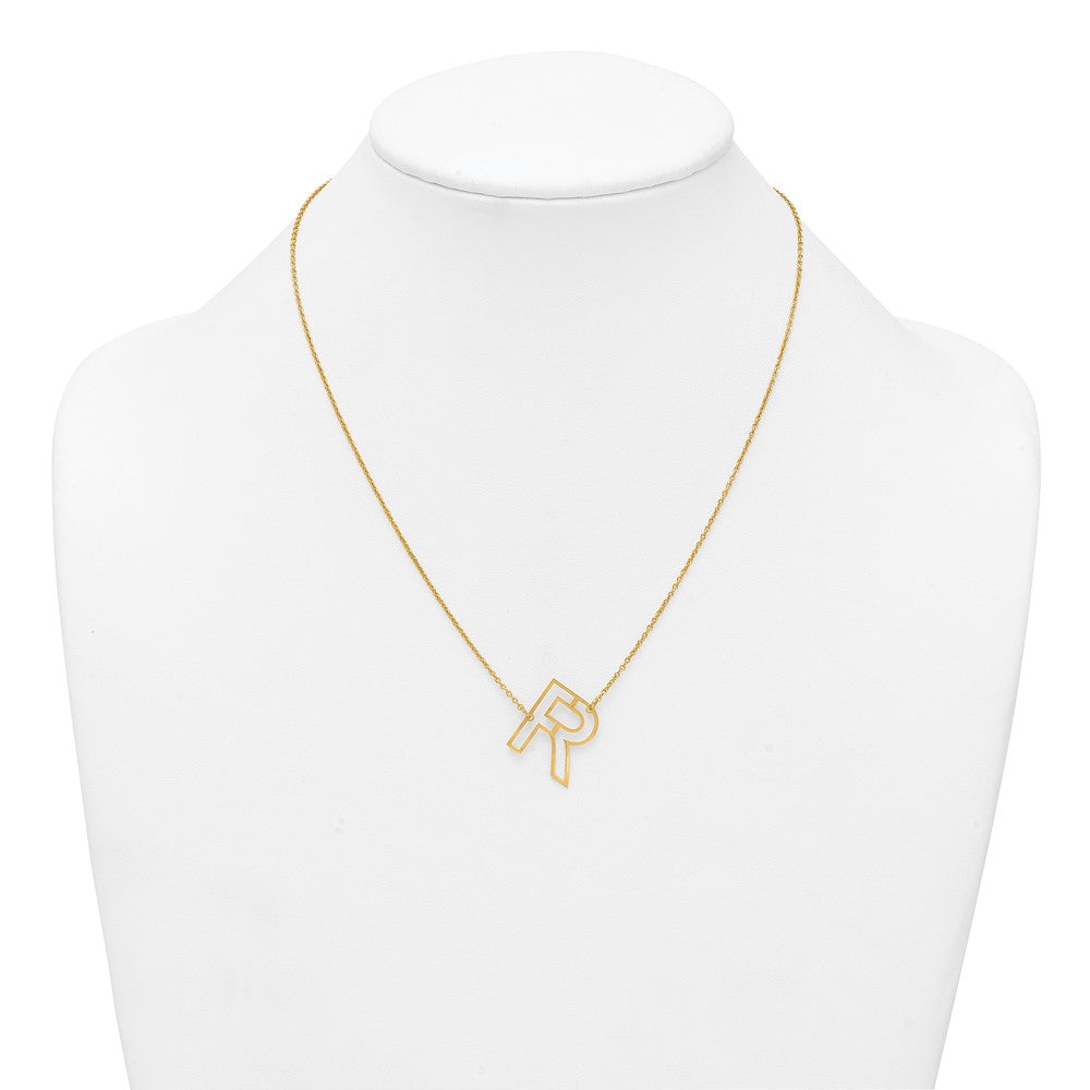 Sterling Silver/Gold-Plated Sideways Cut Out Initial R Necklace