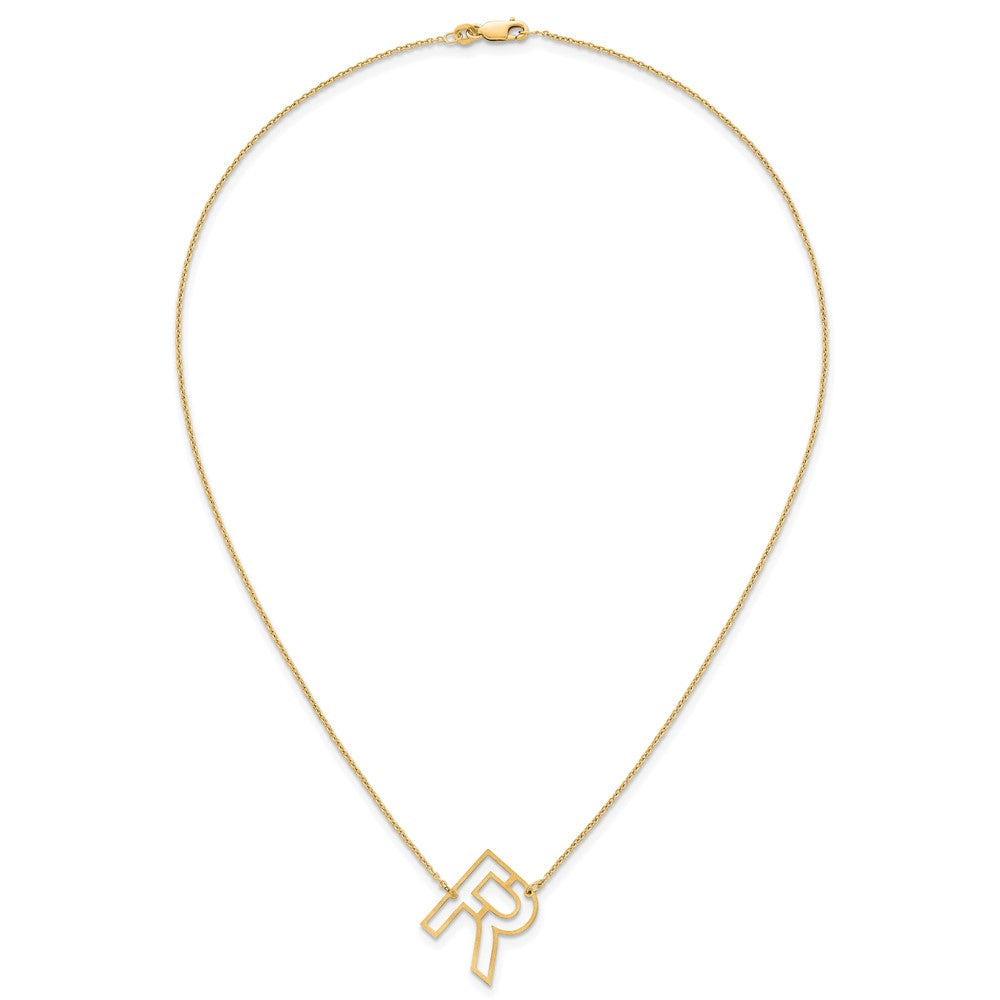 Sterling Silver/Gold-Plated Sideways Cut Out Initial R Necklace