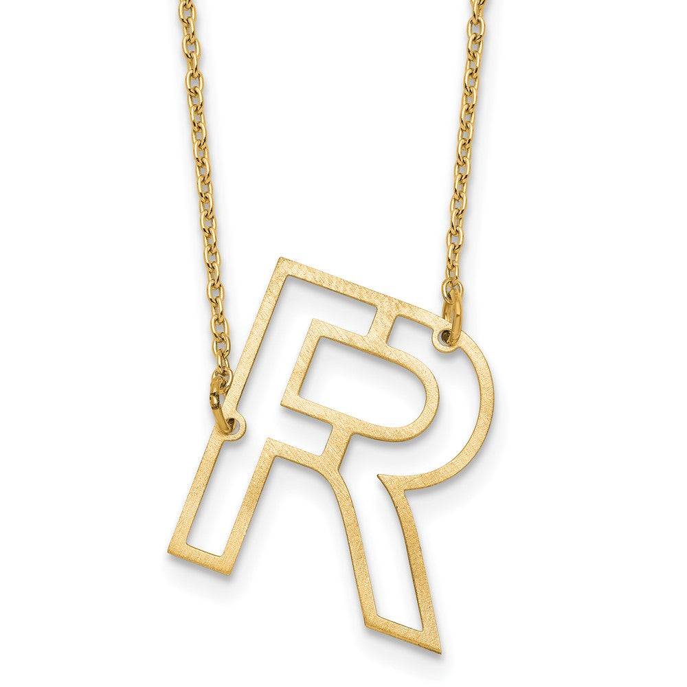 Sterling Silver/Gold-Plated Sideways Cut Out Initial R Necklace