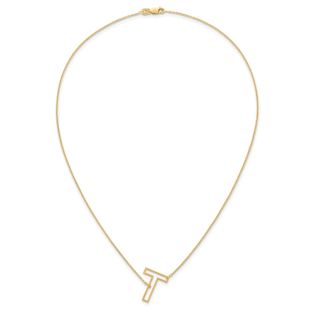 Sterling Silver/Gold-Plated Sideways Cut Out Initial T Necklace