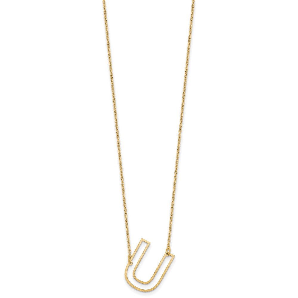 Sterling Silver/Gold-Plated Sideways Cut Out Initial U Necklace