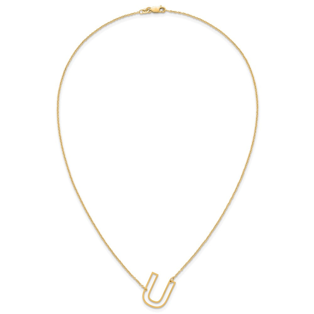 Sterling Silver/Gold-Plated Sideways Cut Out Initial U Necklace