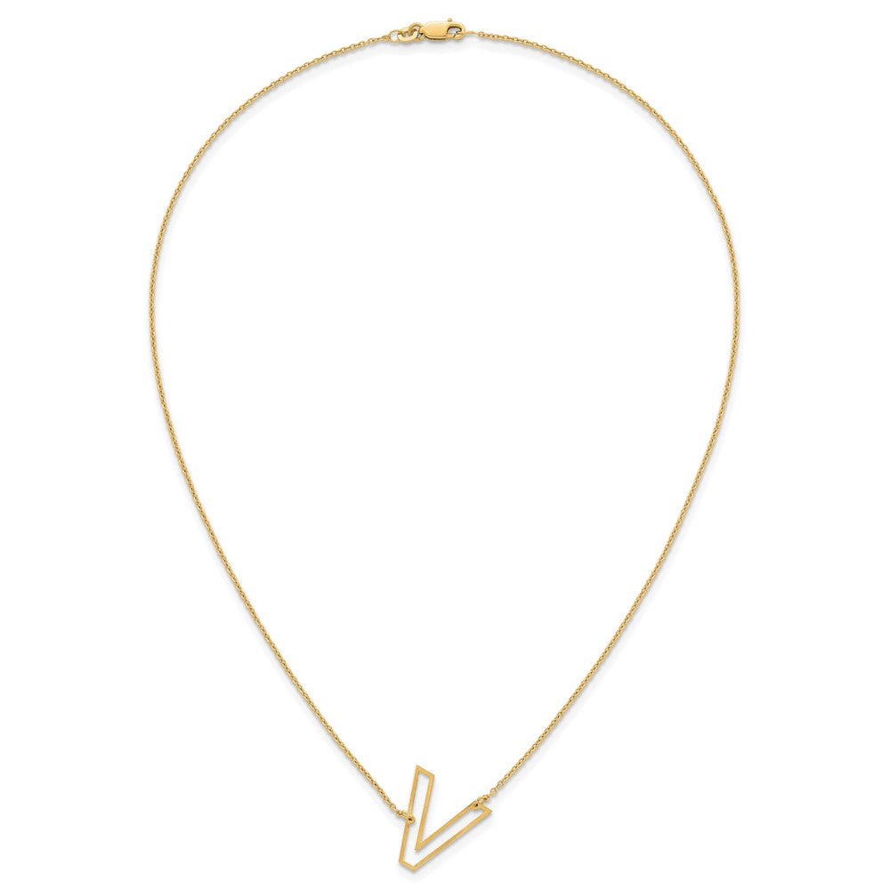 Sterling Silver/Gold-Plated Sideways Cut Out Initial V Necklace