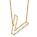Sterling Silver/Gold-Plated Sideways Cut Out Initial V Necklace