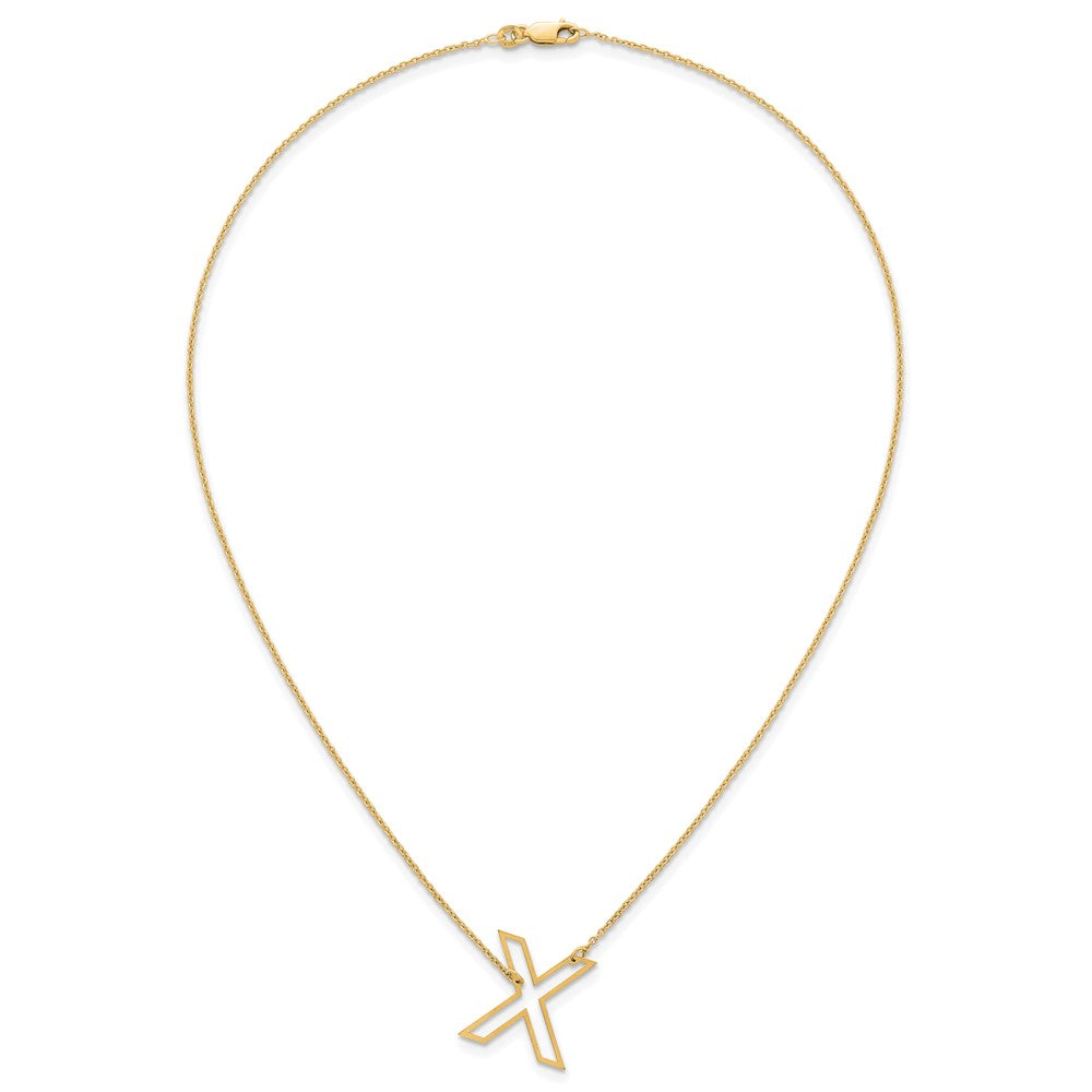 Sterling Silver/Gold-Plated Sideways Cut Out Initial X Necklace