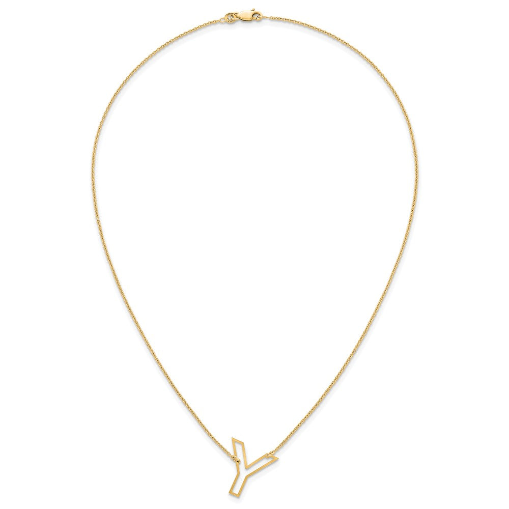 Sterling Silver/Gold-Plated Sideways Cut Out Initial Y Necklace