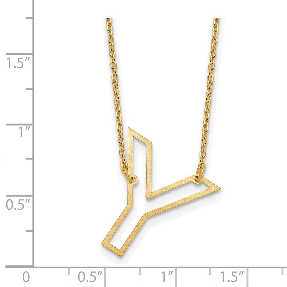 Sterling Silver/Gold-Plated Sideways Cut Out Initial Y Necklace