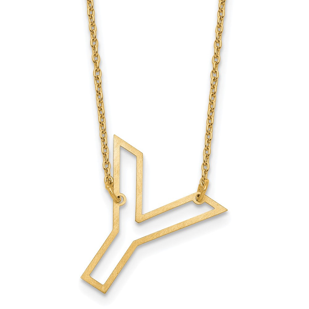 Sterling Silver/Gold-Plated Sideways Cut Out Initial Y Necklace