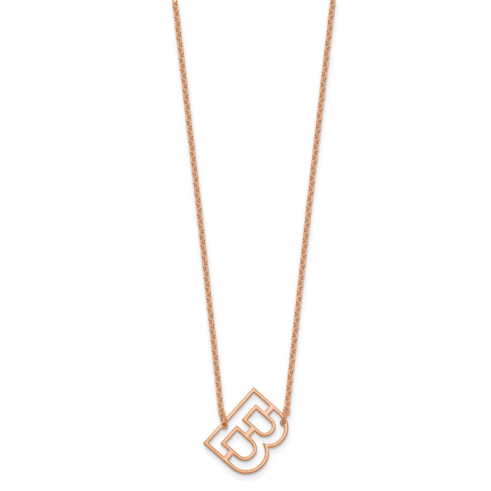 Sterling Silver/Rose Gold-Plated Sideways Cut Out Initial B Necklace
