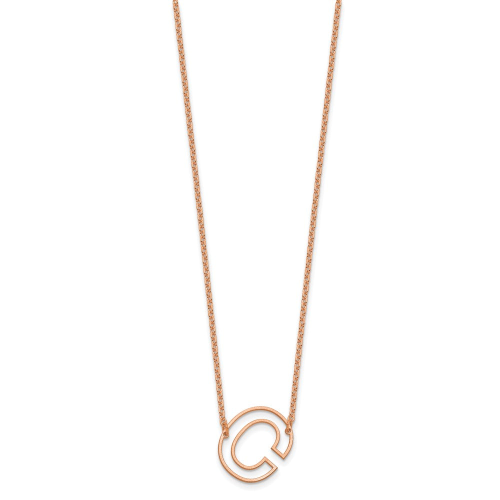 Sterling Silver/Rose Gold-Plated Sideways Cut Out Initial C Necklace
