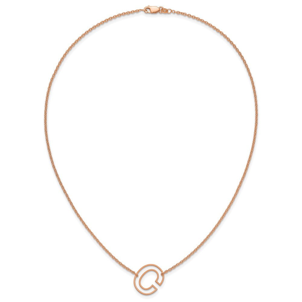 Sterling Silver/Rose Gold-Plated Sideways Cut Out Initial C Necklace