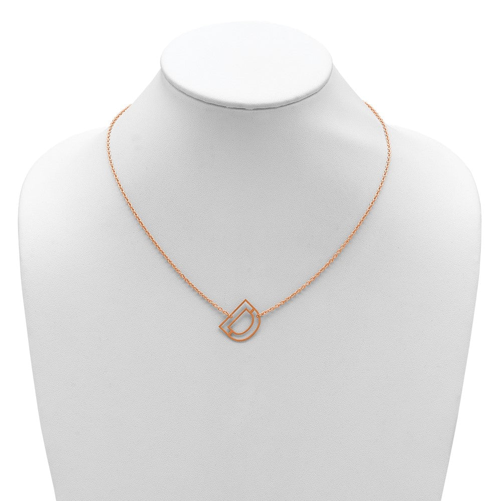 Sterling Silver/Rose Gold-Plated Sideways Cut Out Initial D Necklace