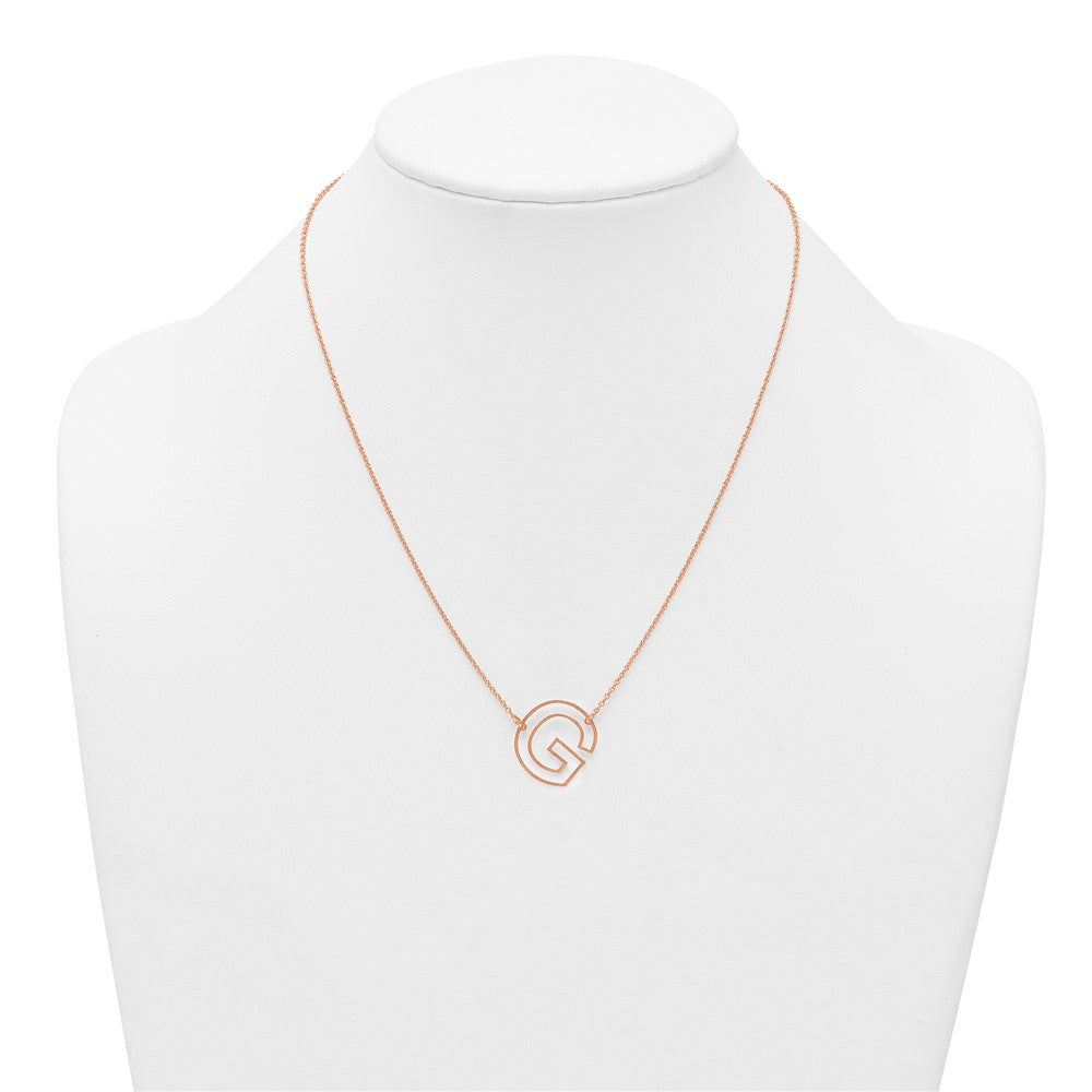 Sterling Silver/Rose Gold-Plated Sideways Cut Out Initial G Necklace