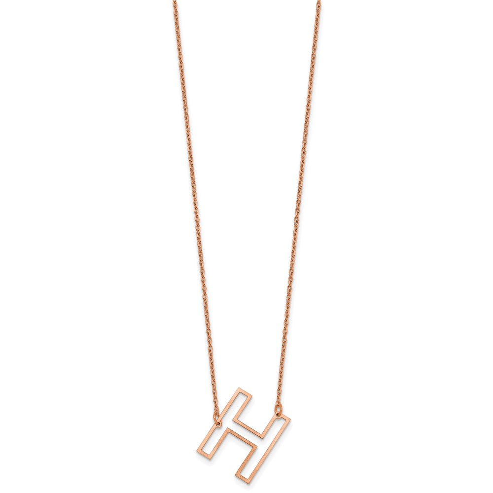 Sterling Silver/Rose Gold-Plated Sideways Cut Out Initial H Necklace