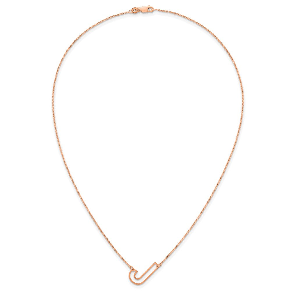Sterling Silver/Rose Gold-Plated Sideways Cut Out Initial J Necklace