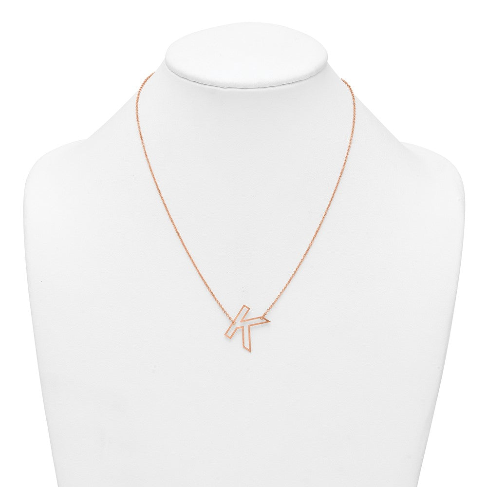 Sterling Silver/Rose Gold-Plated Sideways Cut Out Initial K Necklace