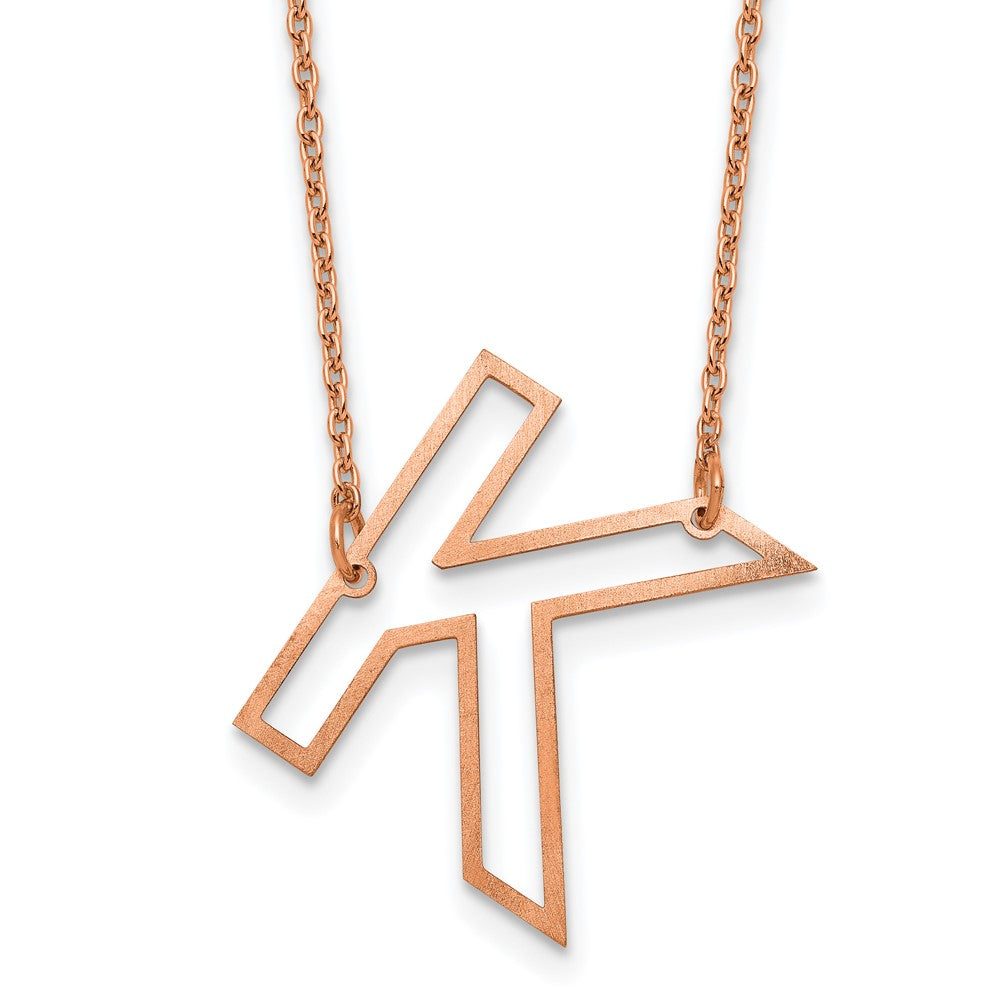 Sterling Silver/Rose Gold-Plated Sideways Cut Out Initial K Necklace