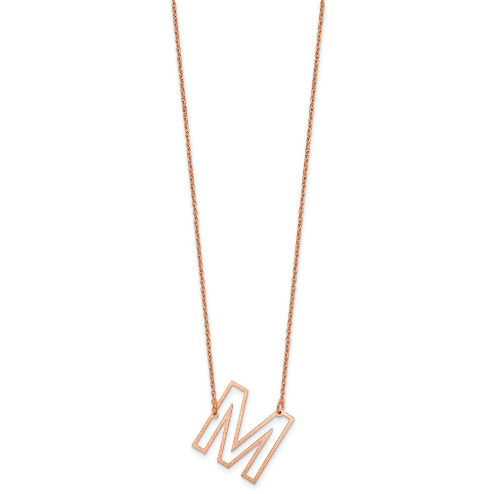 Sterling Silver/Rose Gold-Plated Sideways Cut Out Initial M Necklace