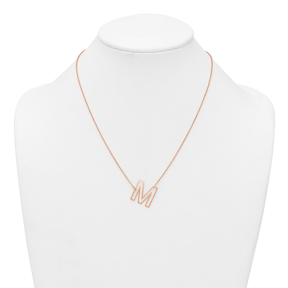 Sterling Silver/Rose Gold-Plated Sideways Cut Out Initial M Necklace