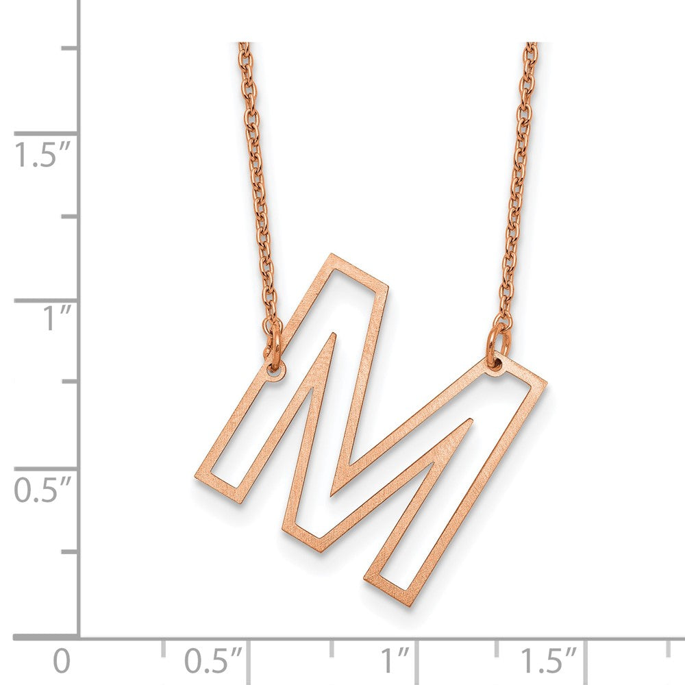 Sterling Silver/Rose Gold-Plated Sideways Cut Out Initial M Necklace