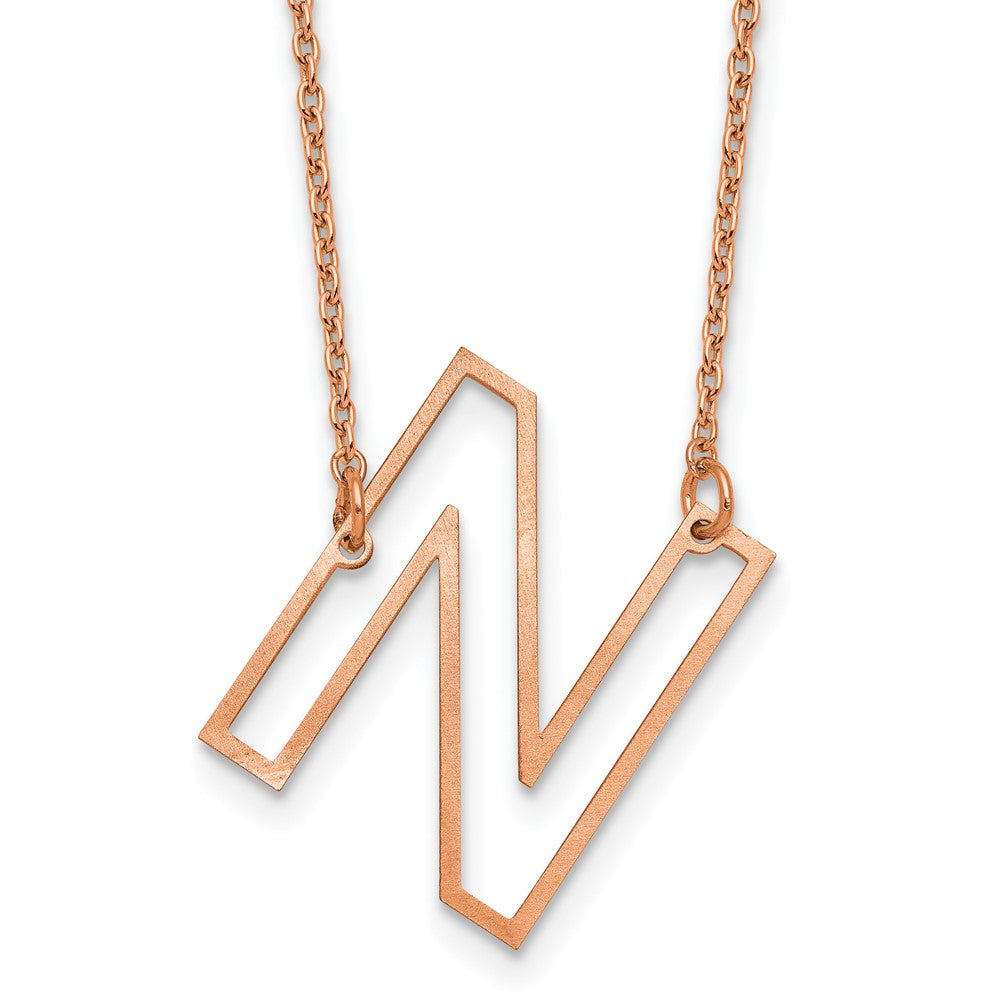Sterling Silver/Rose Gold-Plated Sideways Cut Out Initial N Necklace