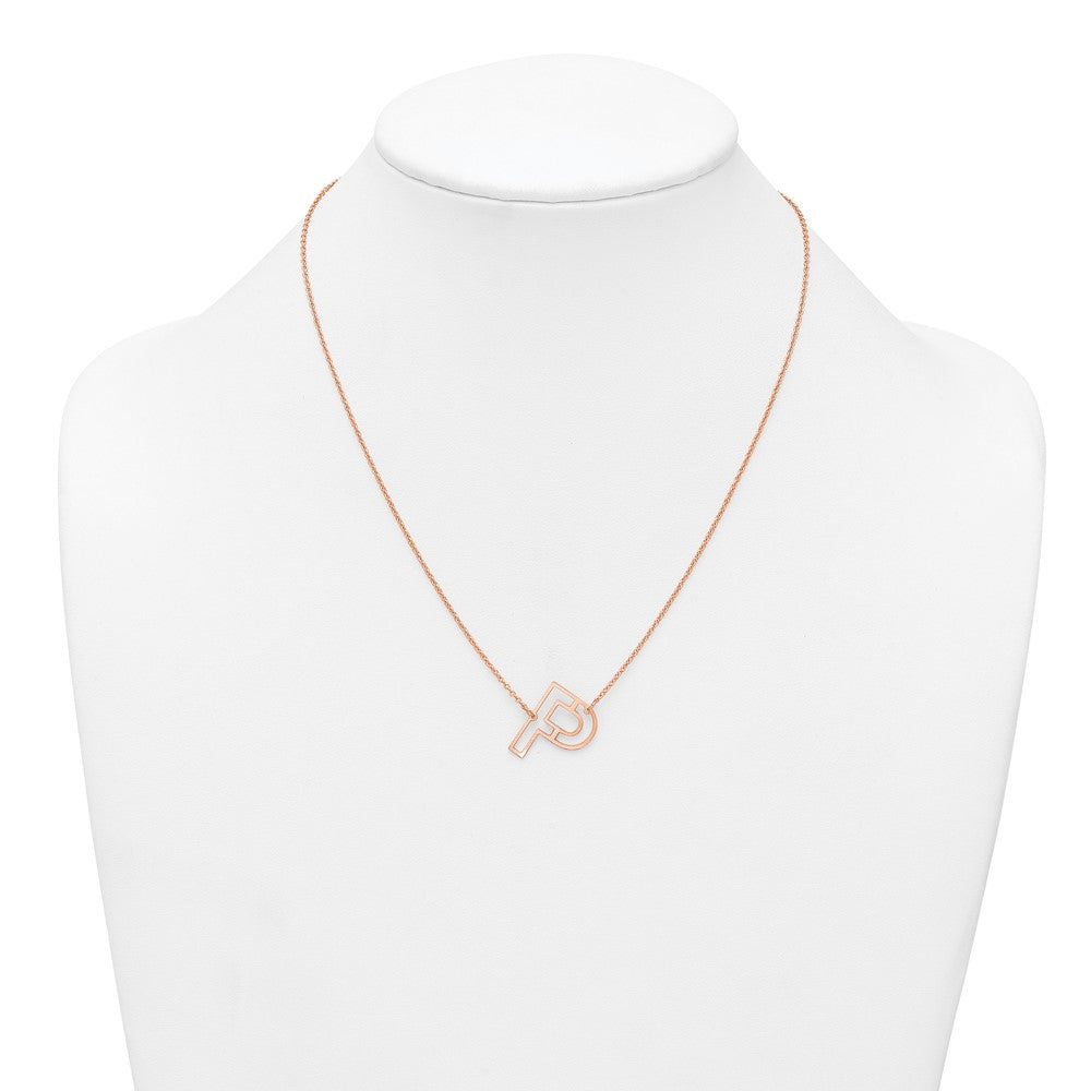Sterling Silver/Rose Gold-Plated Sideways Cut Out Initial P Necklace