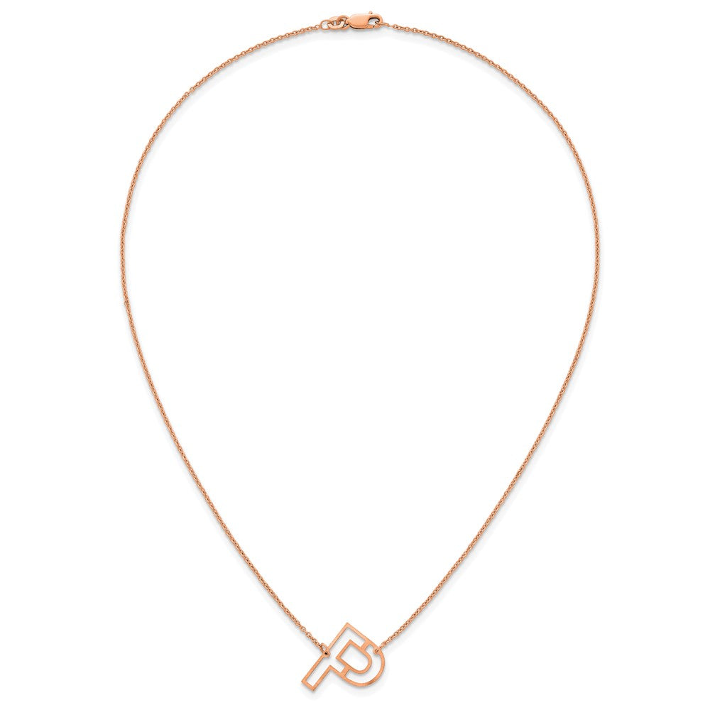 Sterling Silver/Rose Gold-Plated Sideways Cut Out Initial P Necklace