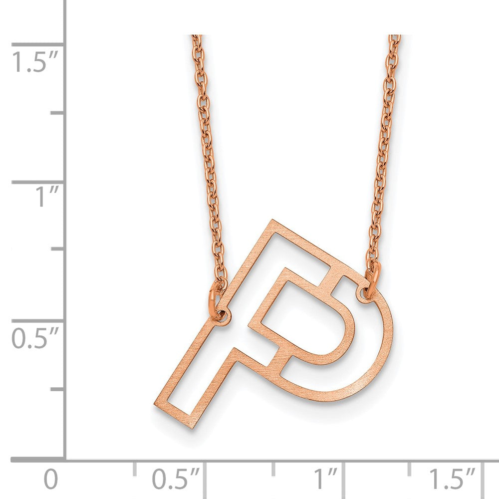 Sterling Silver/Rose Gold-Plated Sideways Cut Out Initial P Necklace