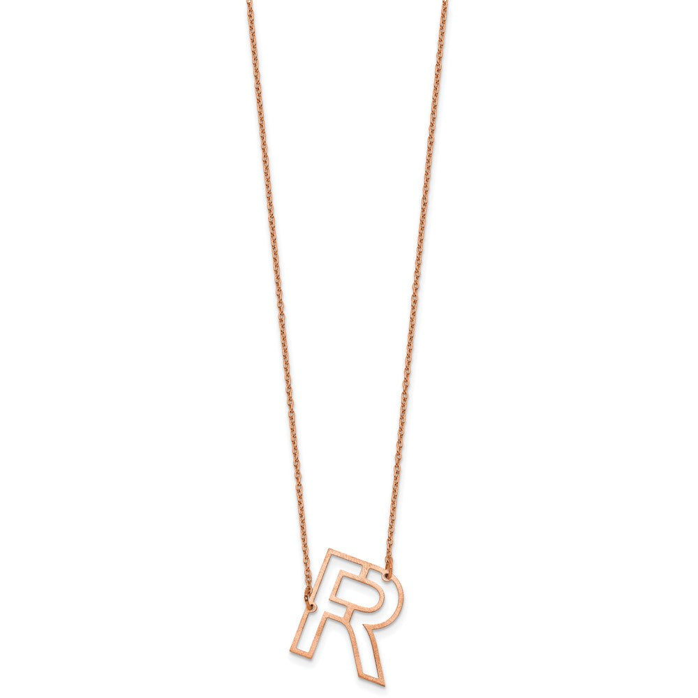 Sterling Silver/Rose Gold-Plated Sideways Cut Out Initial R Necklace