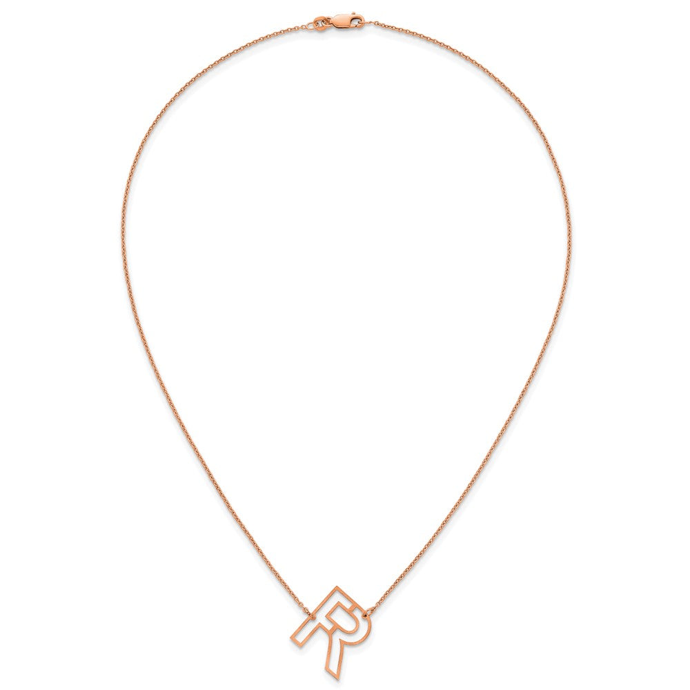 Sterling Silver/Rose Gold-Plated Sideways Cut Out Initial R Necklace