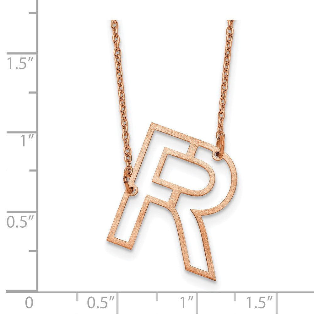 Sterling Silver/Rose Gold-Plated Sideways Cut Out Initial R Necklace
