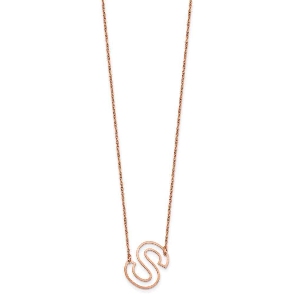 Sterling Silver/Rose Gold-Plated Sideways Cut Out Initial S Necklace