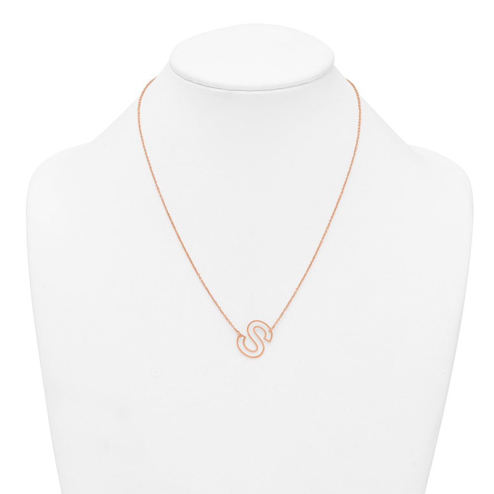 Sterling Silver/Rose Gold-Plated Sideways Cut Out Initial S Necklace