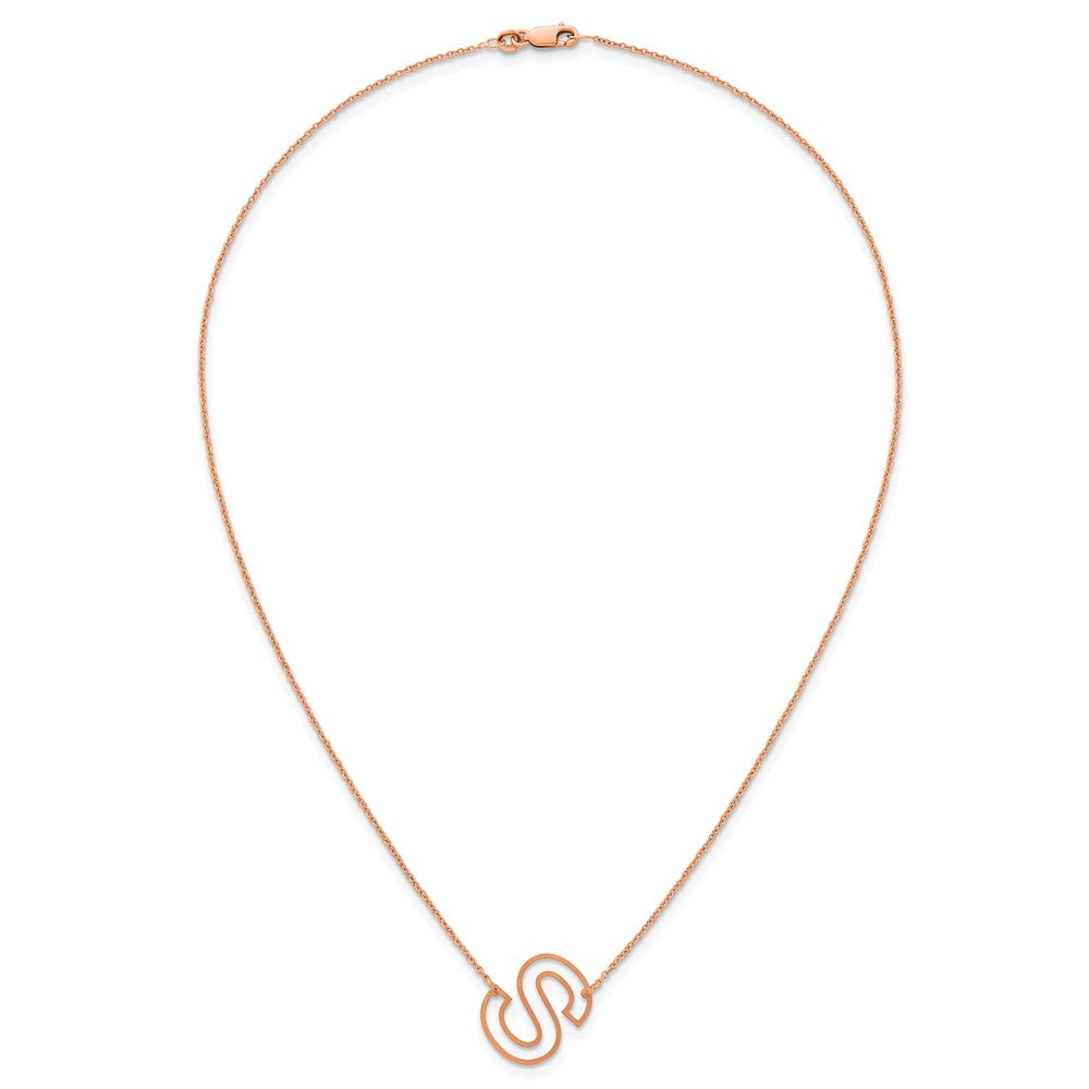 Sterling Silver/Rose Gold-Plated Sideways Cut Out Initial S Necklace