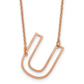 Sterling Silver/Rose Gold-Plated Sideways Cut Out Initial U Necklace