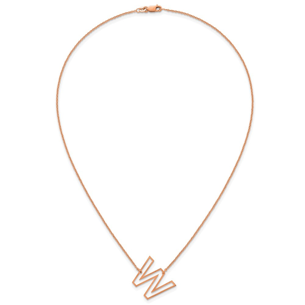 Sterling Silver/Rose Gold-Plated Sideways Cut Out Initial W Necklace