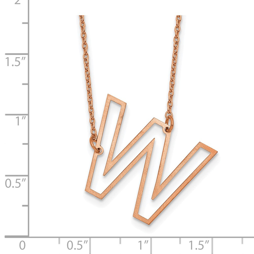 Sterling Silver/Rose Gold-Plated Sideways Cut Out Initial W Necklace